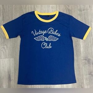 Girl Dangerous Vintage Babes Club Graphic Print Ringer Tee Shirt Women’s Size M